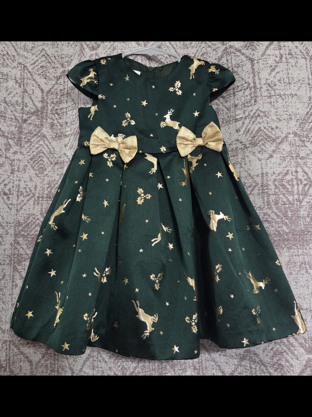 Bonnie Jean Green Dress with Gold Star Accents